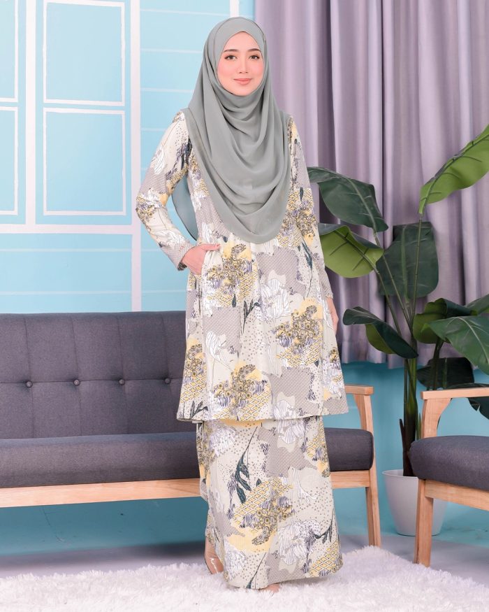 Baju Kurung Pahang Laura Printed 3.0 - Pistachio Fern