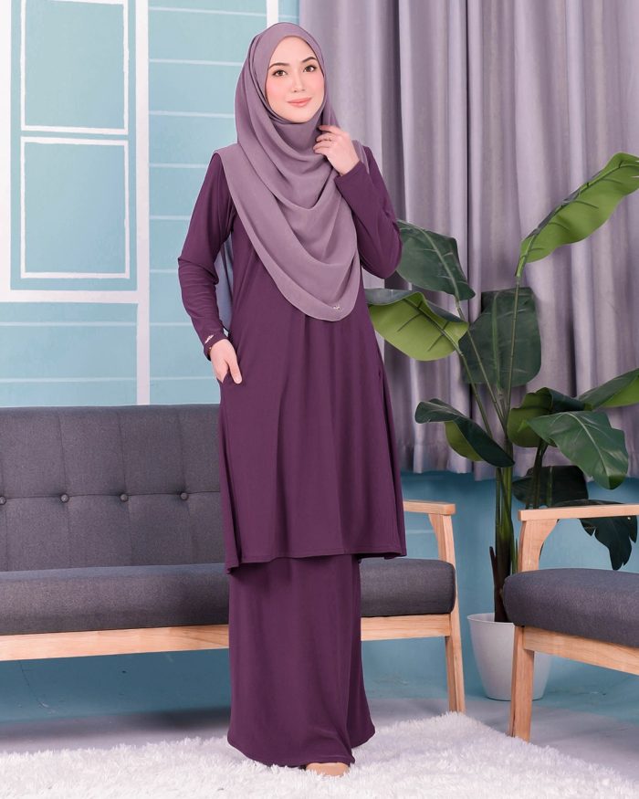 Baju Kurung Pahang Laura Plain 3.0 - Byzantine Purple