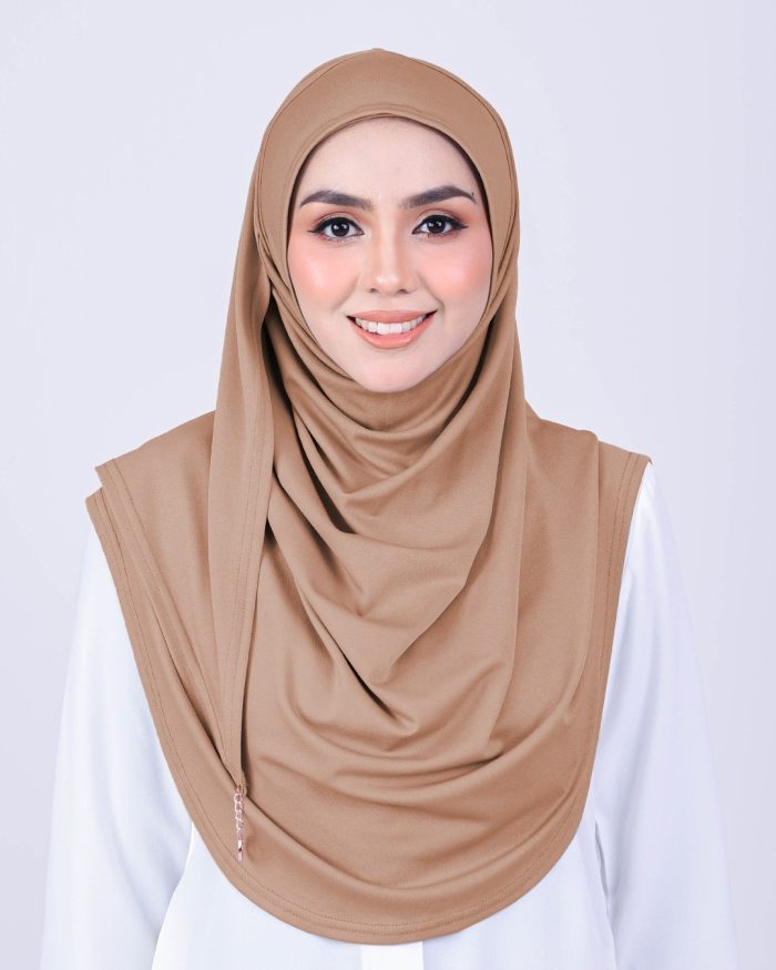 Tudung Sarung Instant Lunia (XL) - Tortilla Brown - Image 2