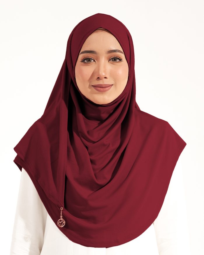 Tudung Sarung Instant Lunia (L) - Maroon - Image 2