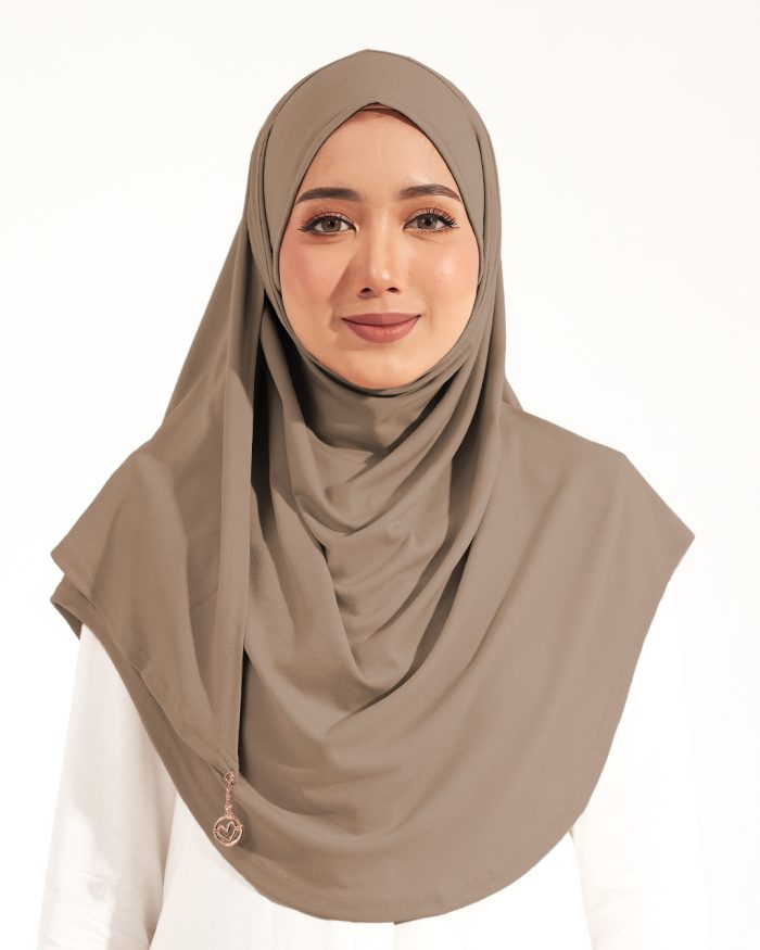 Tudung Sarung Instant Lunia (L) - Tortilla Brown - Image 2