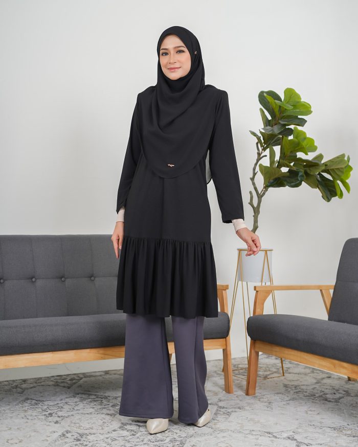 Tunic Ruffle Lendra - Matte Black - Image 3