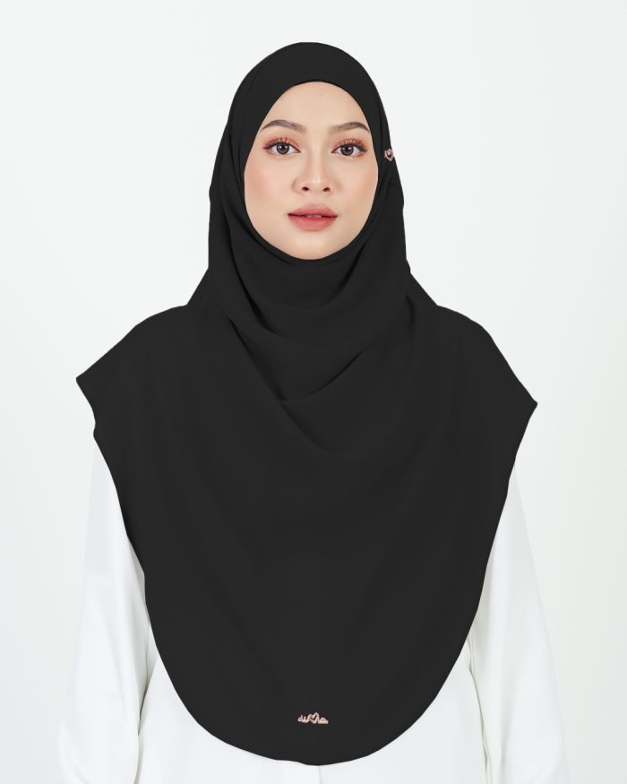 Tudung Sarung Instant Chiffon Lustia (XL) - Black