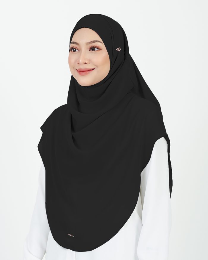 Tudung Sarung Instant Chiffon Lustia (XL) - Black - Image 2