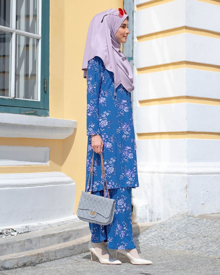 Baju Kurung Pahang Laura Printed - Poppy Royal