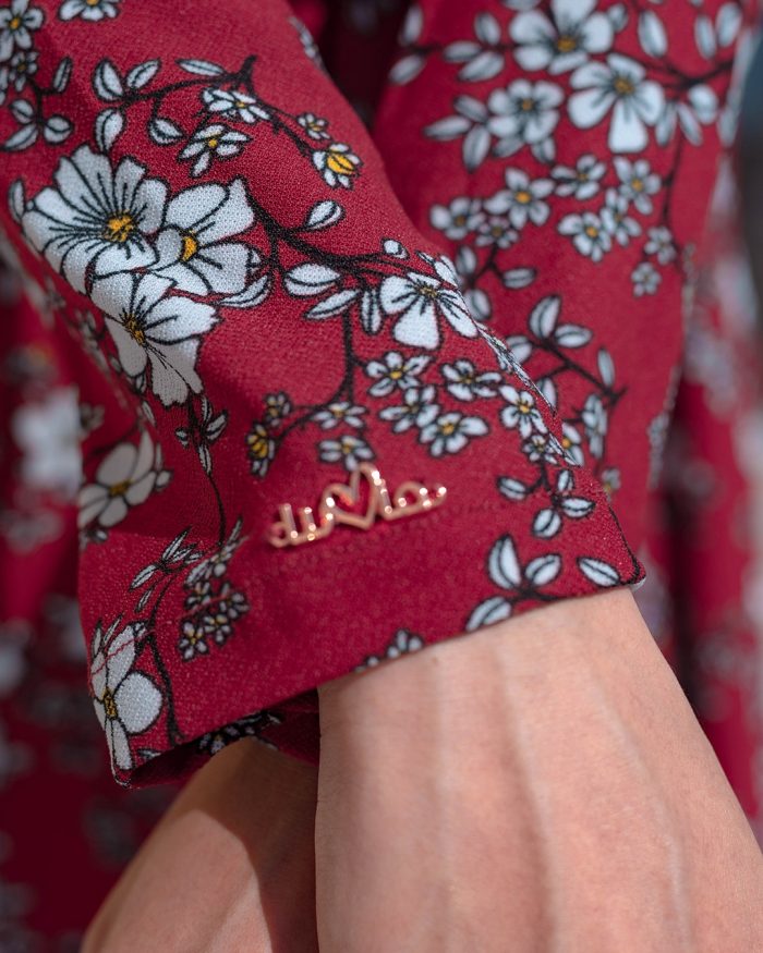 Baju Kurung Pahang Laura Printed - Carnation Red - Image 3