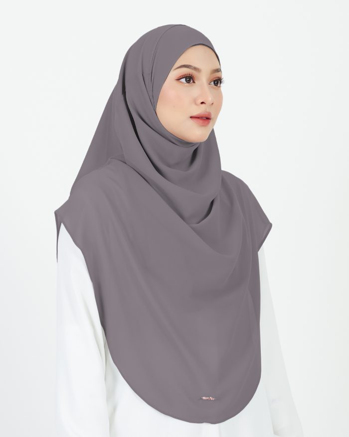 Tudung Sarung Instant Chiffon Lustia (XL) - Dusty Purple - Image 3