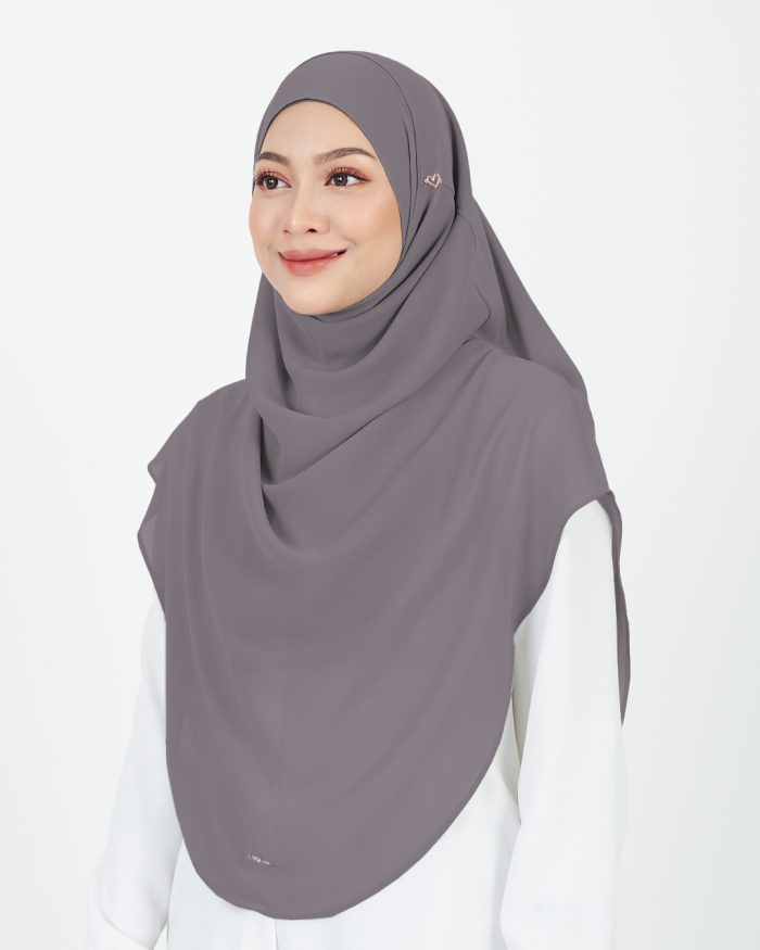 Tudung Sarung Instant Chiffon Lustia (XL) - Dusty Purple - Image 2