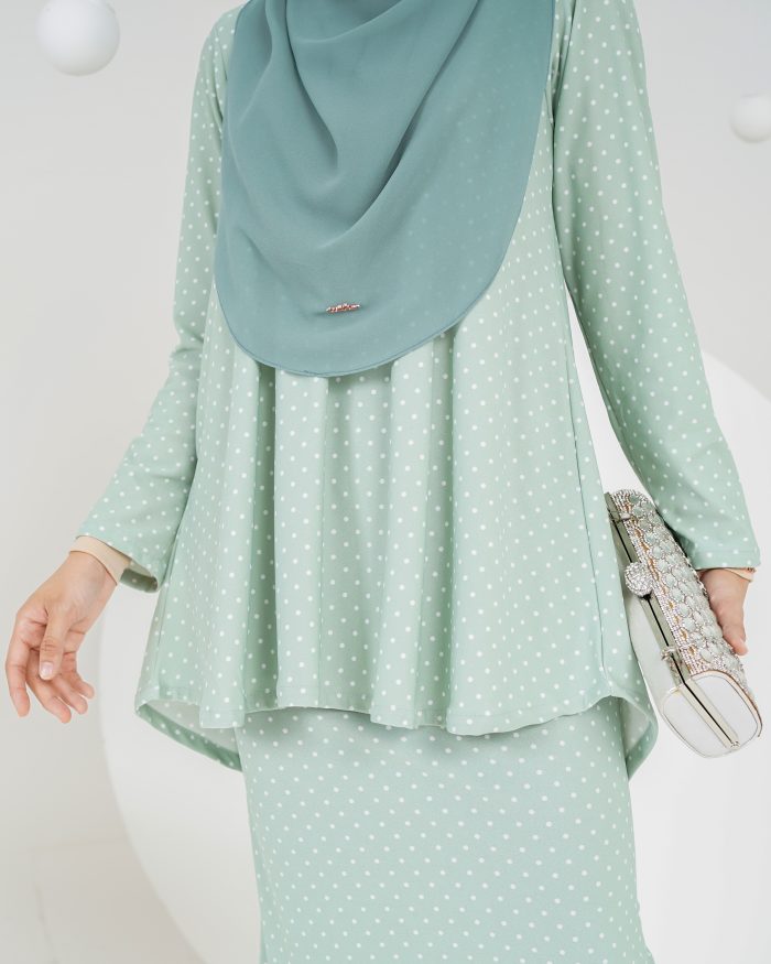 Baju Kurung Lola Printed 2.0 - Polka Minty - Image 5
