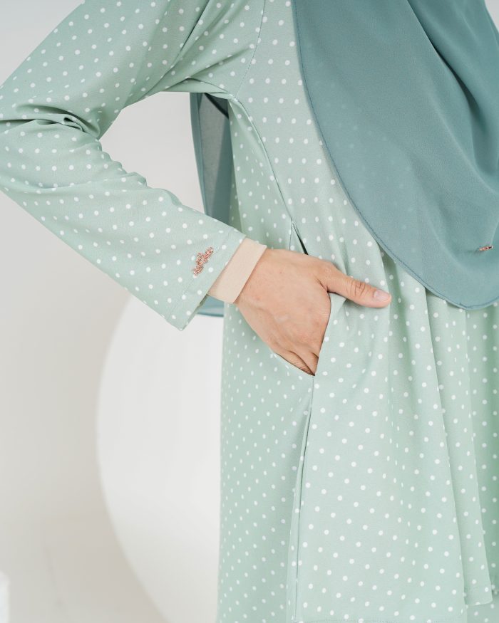Baju Kurung Lola Printed 2.0 - Polka Minty - Image 4