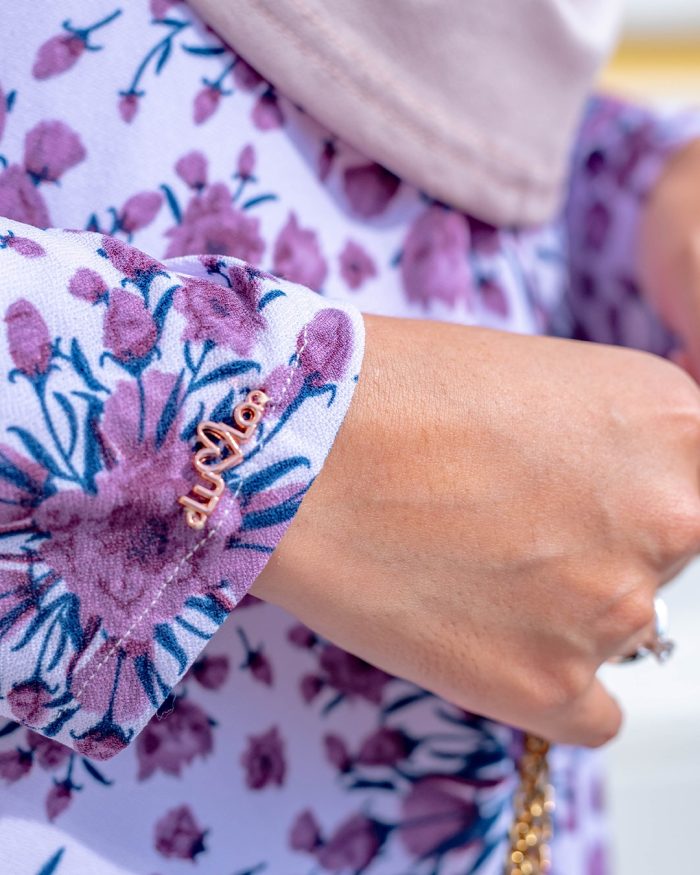Baju Kurung Pahang Laura Printed - Jasmine Lilac - Image 3