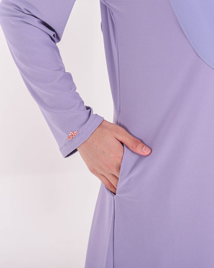 Baju Kurung Pahang Laura Plain 3.0 - Lavender - Image 4