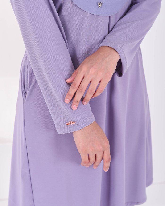 Baju Kurung Pahang Laura Plain 3.0 - Lavender - Image 3