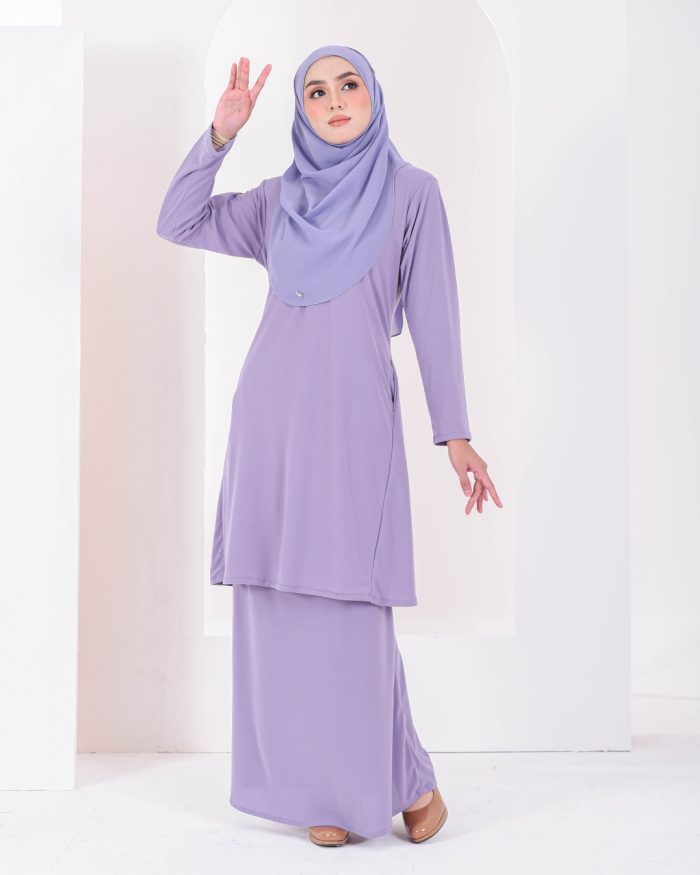 Baju Kurung Pahang Laura Plain 3.0 - Lavender