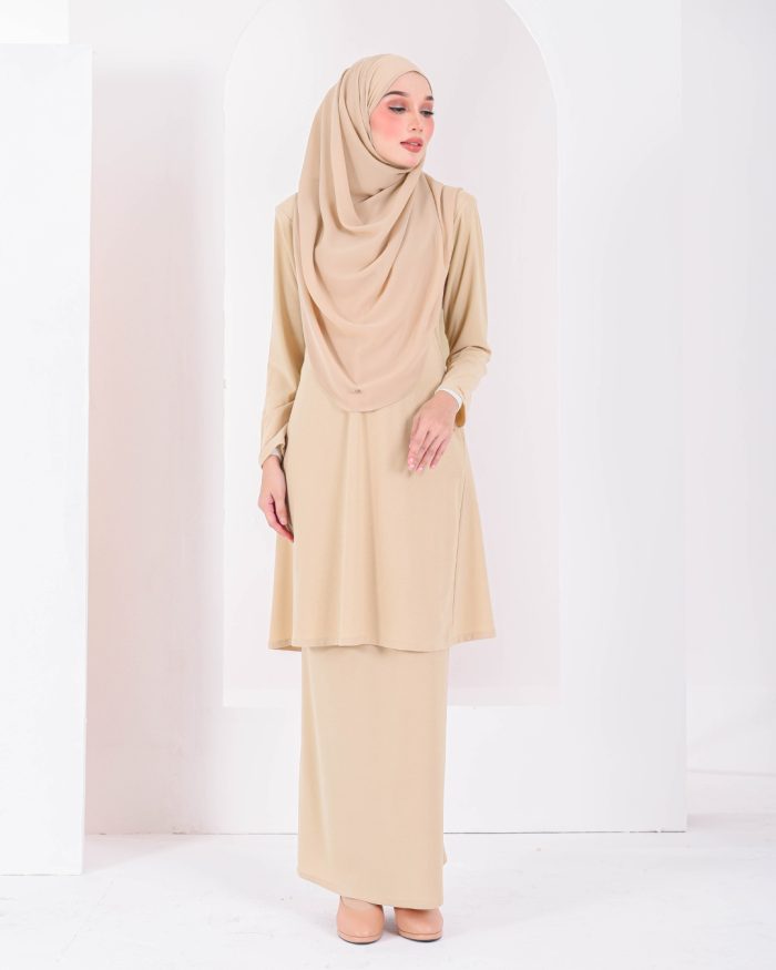 Baju Kurung Pahang Laura Plain 3.0 - Tan Brown