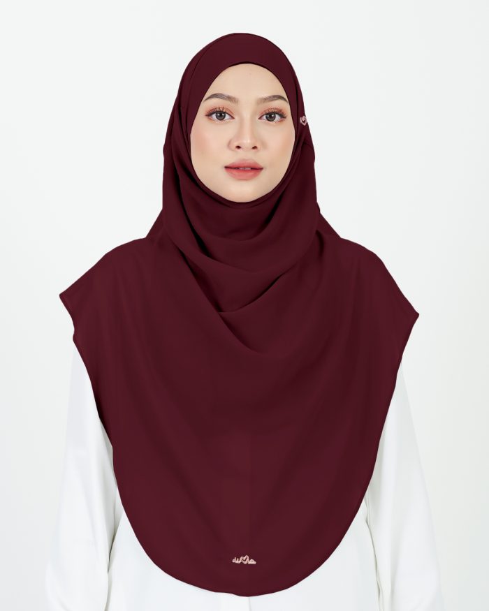 Tudung Sarung Instant Chiffon Lustia (XL) - Maroon