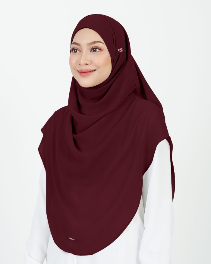 Tudung Sarung Instant Chiffon Lustia (XL) - Maroon - Image 2