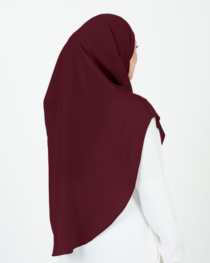 Tudung Sarung Instant Chiffon Lustia (XL) - Maroon - Image 4