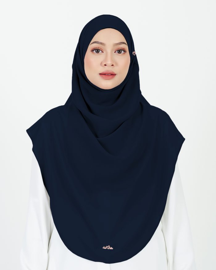 Tudung Sarung Instant Chiffon Lustia (XL) - Navy Blue