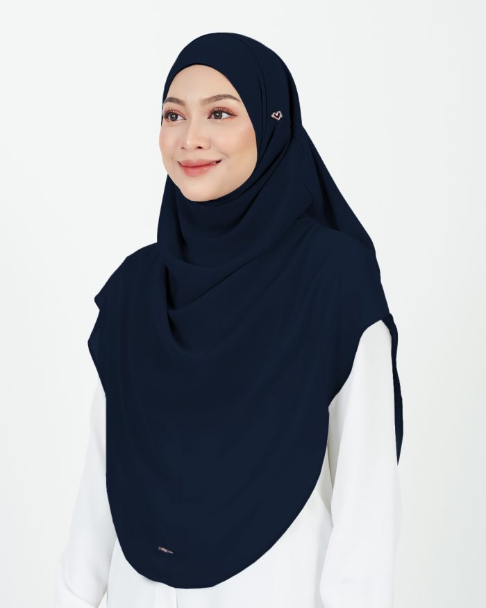 Tudung Sarung Instant Chiffon Lustia (XL) - Navy Blue - Image 2