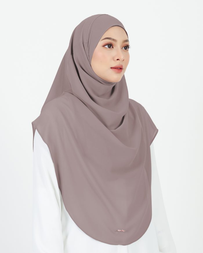 Tudung Sarung Instant Chiffon Lustia (XL) - Oyster - Image 3