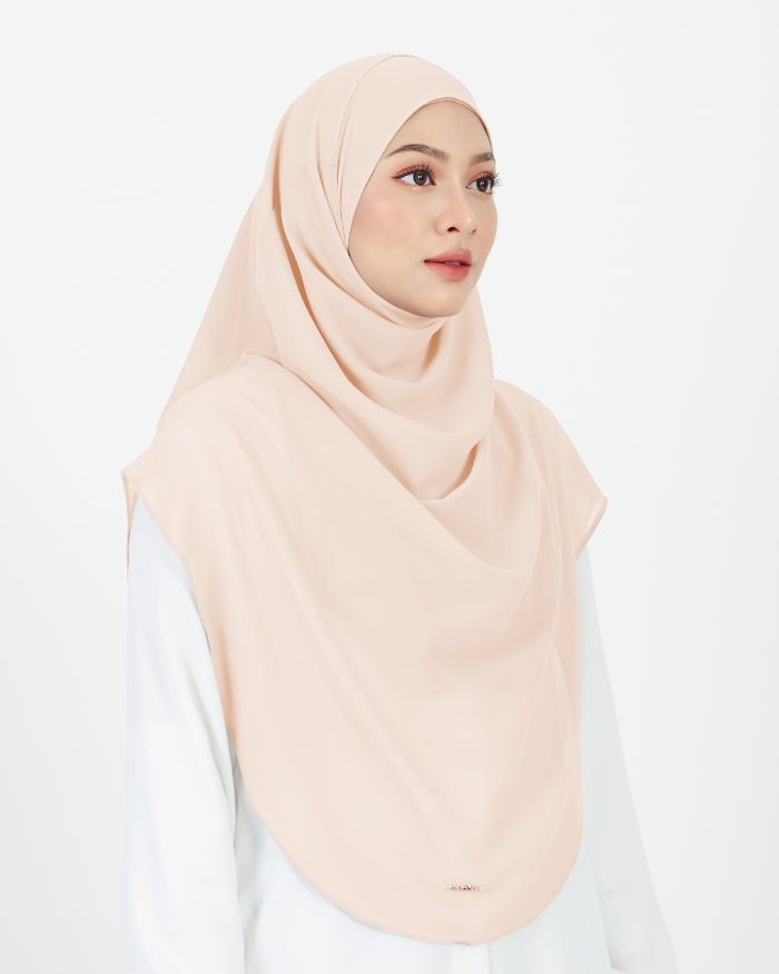 Tudung Sarung Instant Chiffon Lustia (XL) - Pink Crepe - Image 3