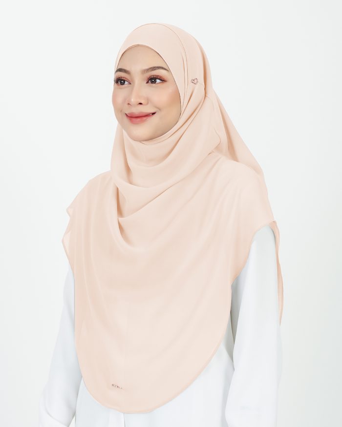 Tudung Sarung Instant Chiffon Lustia (XL) - Pink Crepe - Image 2