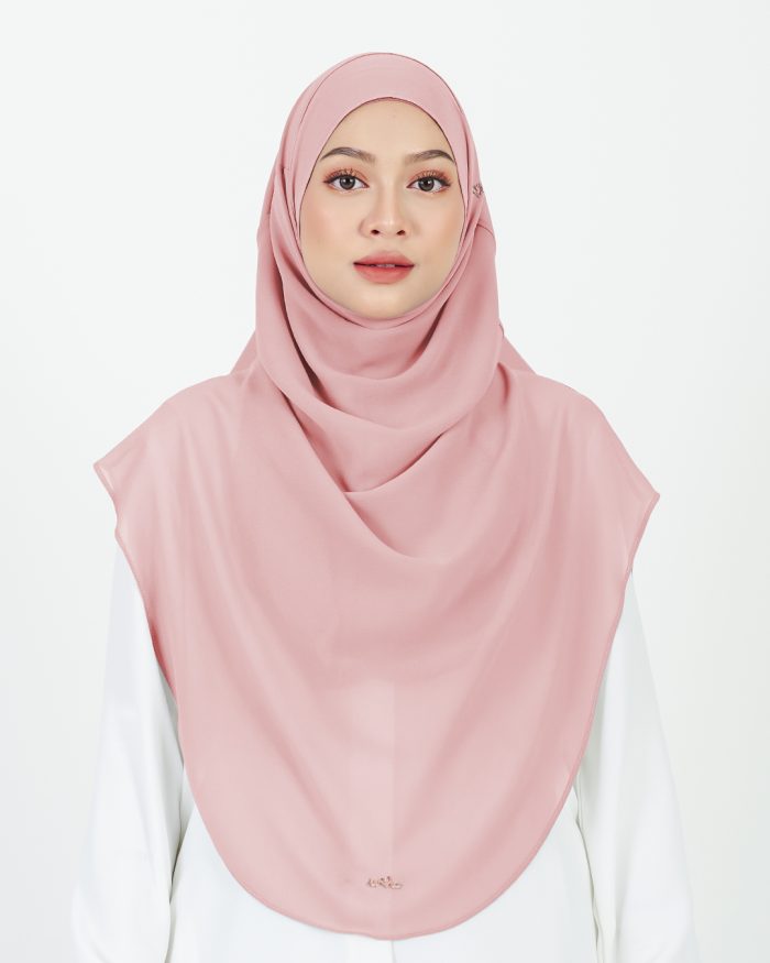 Tudung Sarung Instant Chiffon Lustia (XL) - Rose Pink