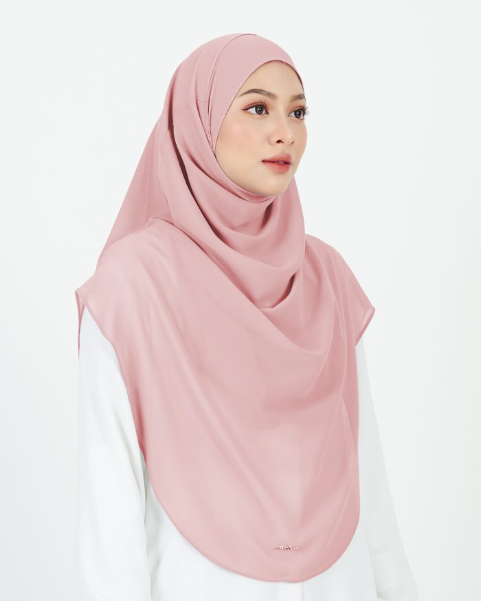 Tudung Sarung Instant Chiffon Lustia (XL) - Rose Pink - Image 3