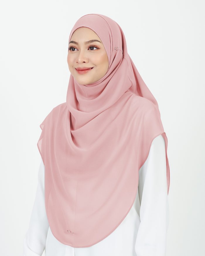 Tudung Sarung Instant Chiffon Lustia (XL) - Rose Pink - Image 2