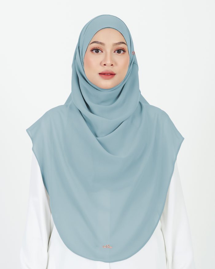 Tudung Sarung Instant Chiffon Lustia (XL) - Soft Blue - Image 2