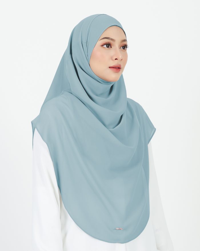 Tudung Sarung Instant Chiffon Lustia (XL) - Soft Blue - Image 3