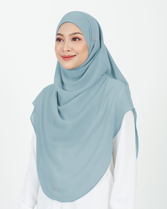Tudung Sarung Instant Chiffon Lustia (XL) - Soft Blue