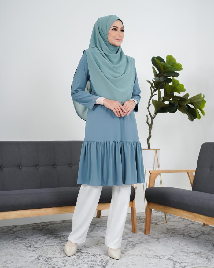 Tunic Ruffle Lendra - Aqua Teal - Image 3