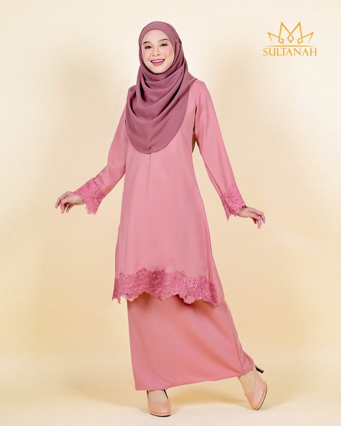 Baju Kurung Riau Lace Saloma - Coral Gaze