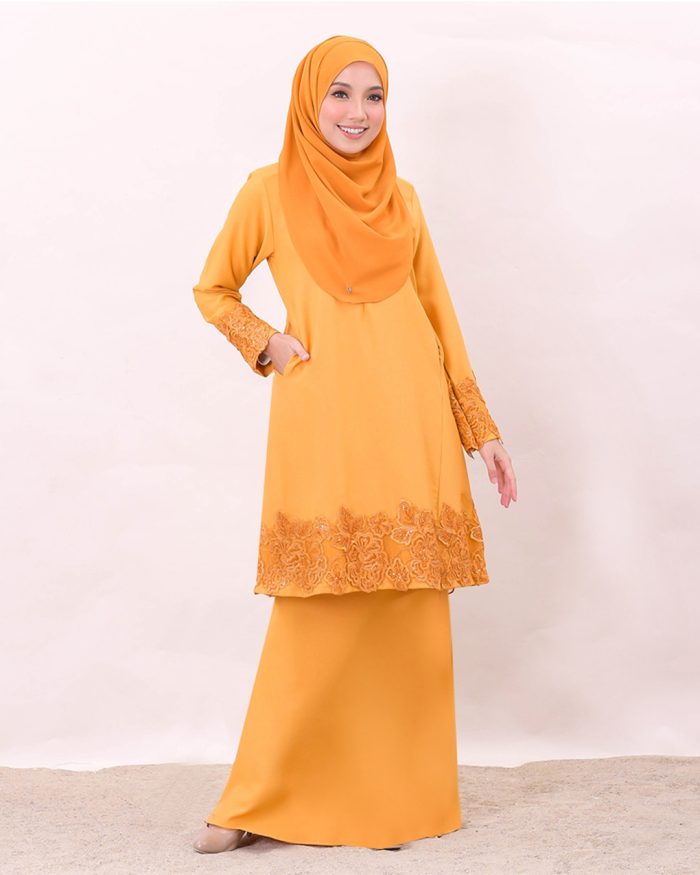 Baju Kurung Lace Majeeda - Mustard