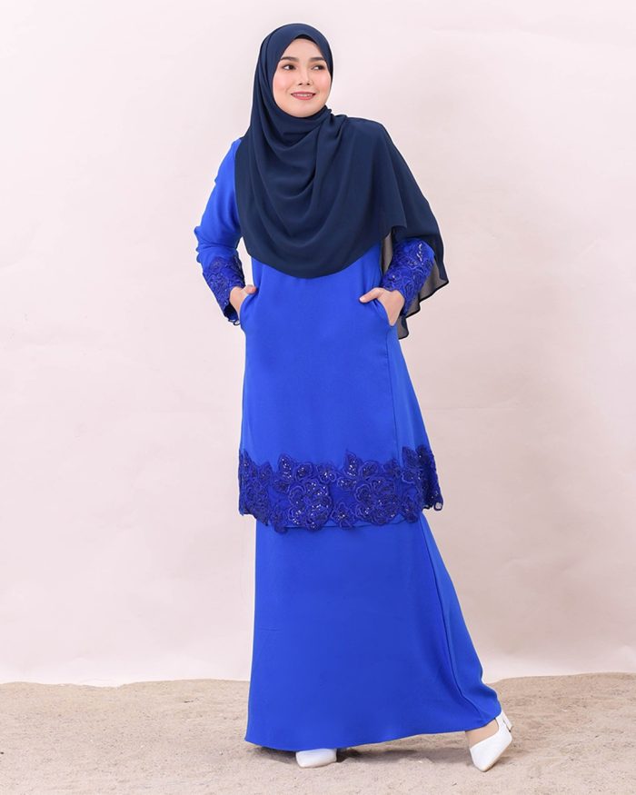 Baju Kurung Lace Majeeda - Royal Blue