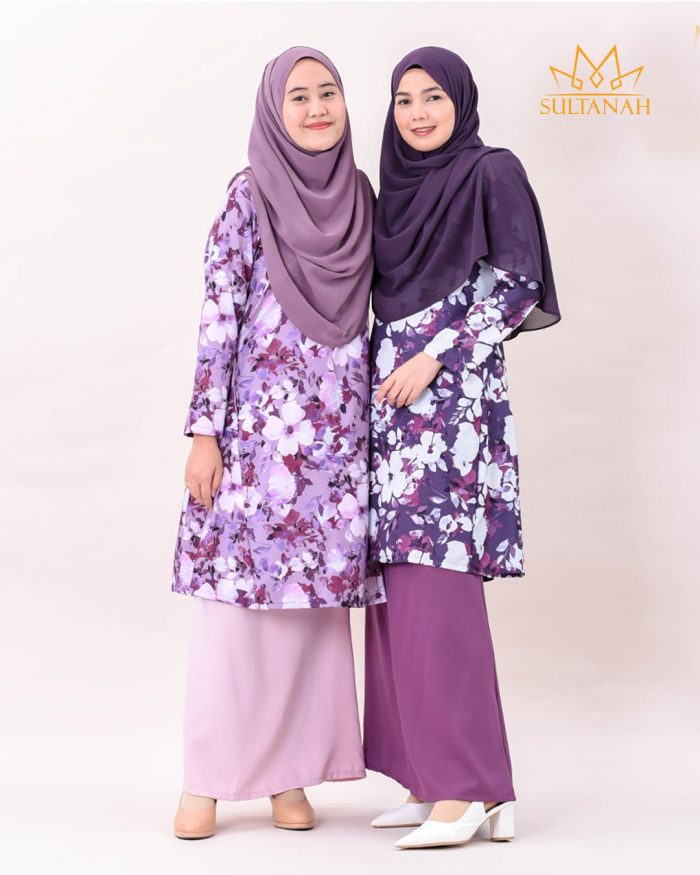 Baju Kurung Pahang Muneera - Violet Purple - Image 3