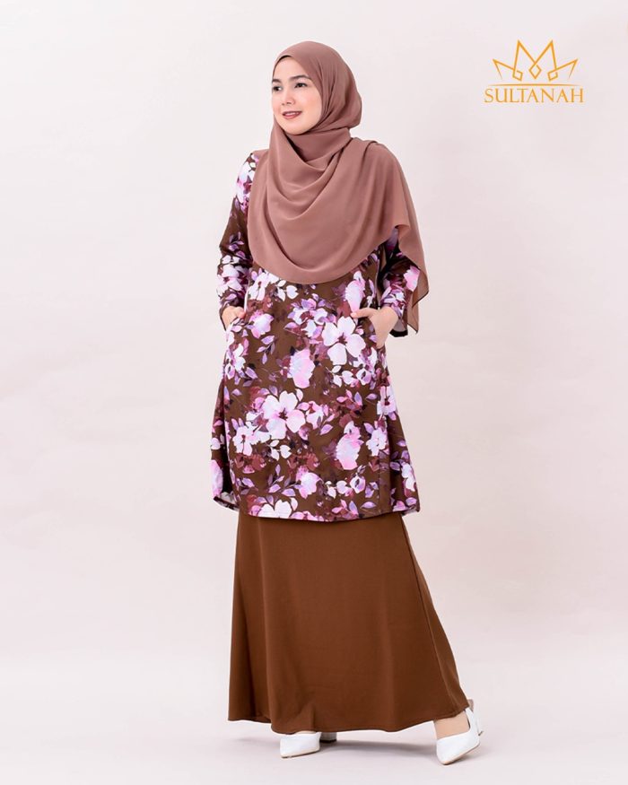 Baju Kurung Pahang Muneera - Pecan Brown