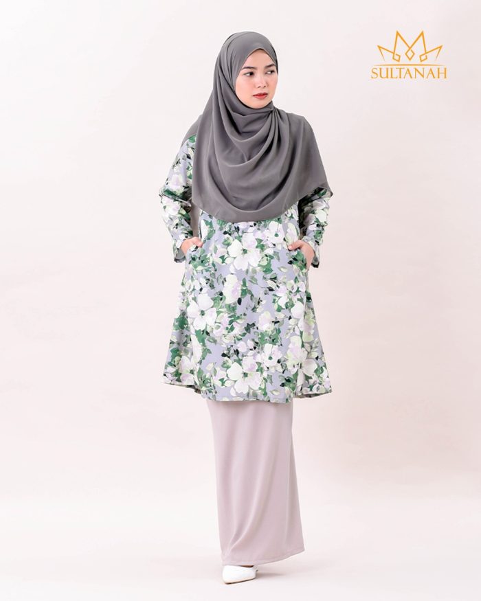 Baju Kurung Pahang Muneera - Squirrel Grey