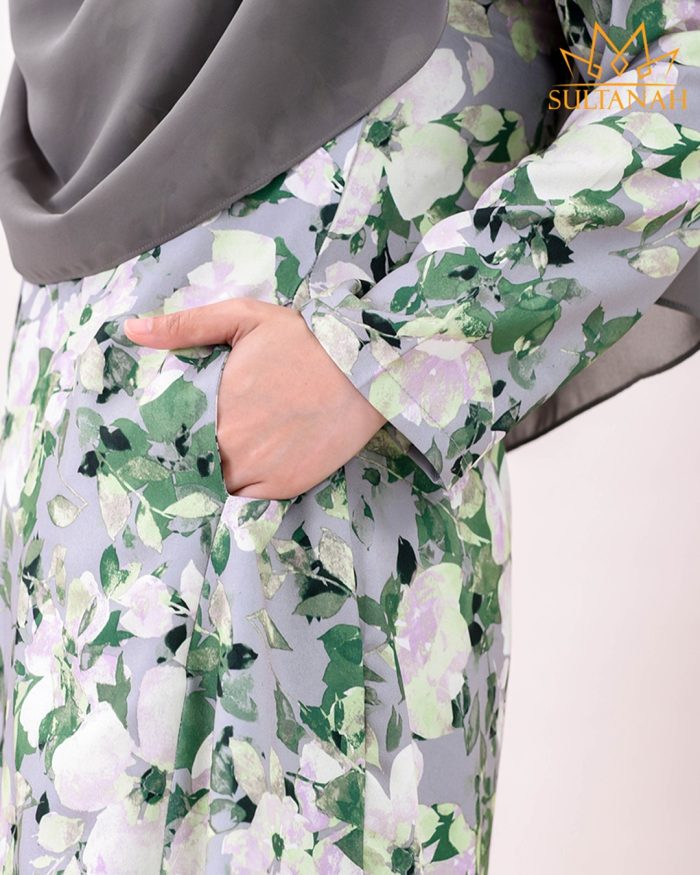 Baju Kurung Pahang Muneera - Squirrel Grey - Image 3