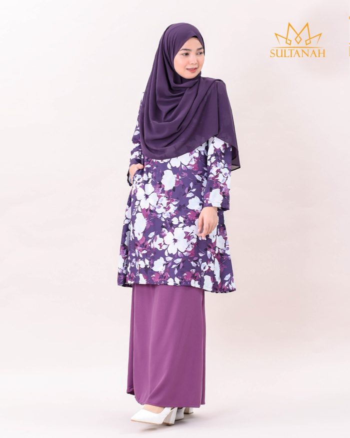 Baju Kurung Pahang Muneera - Violet Purple - Image 2