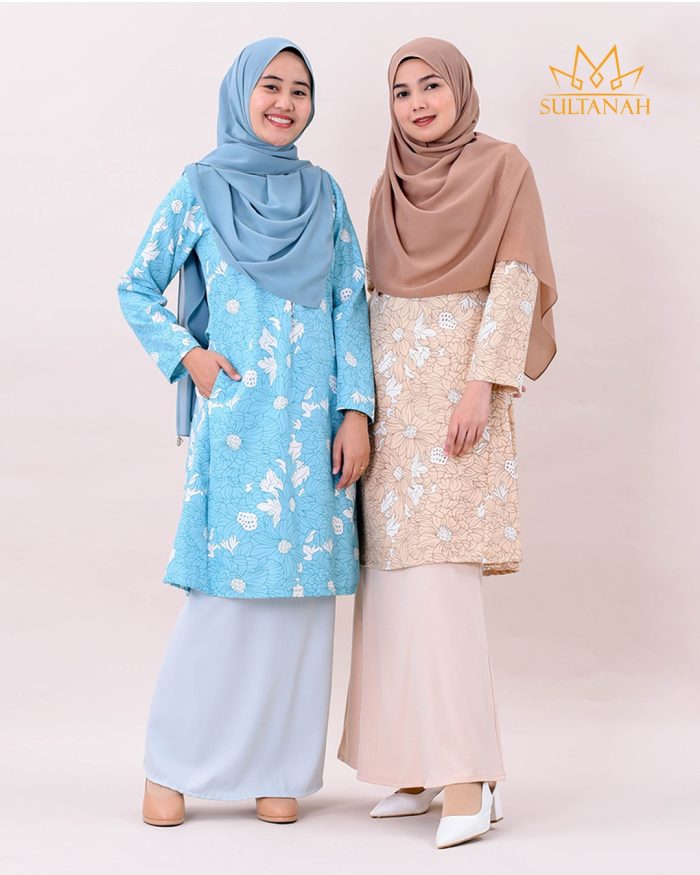 Baju Kurung Pahang Mysha - Light Sky Blue - Image 4