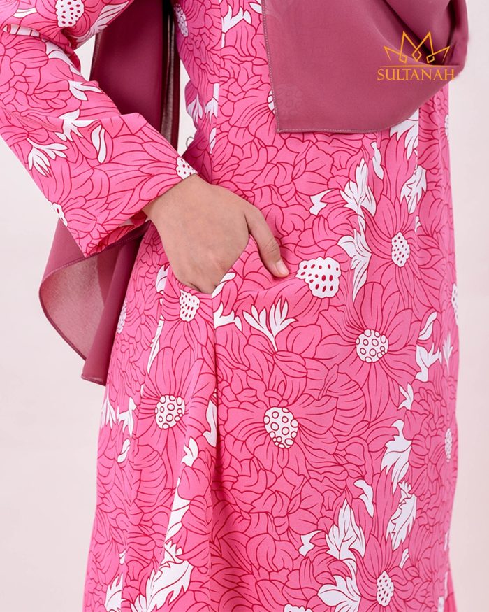 Baju Kurung Pahang Mysha - Fuscia Pink - Image 3