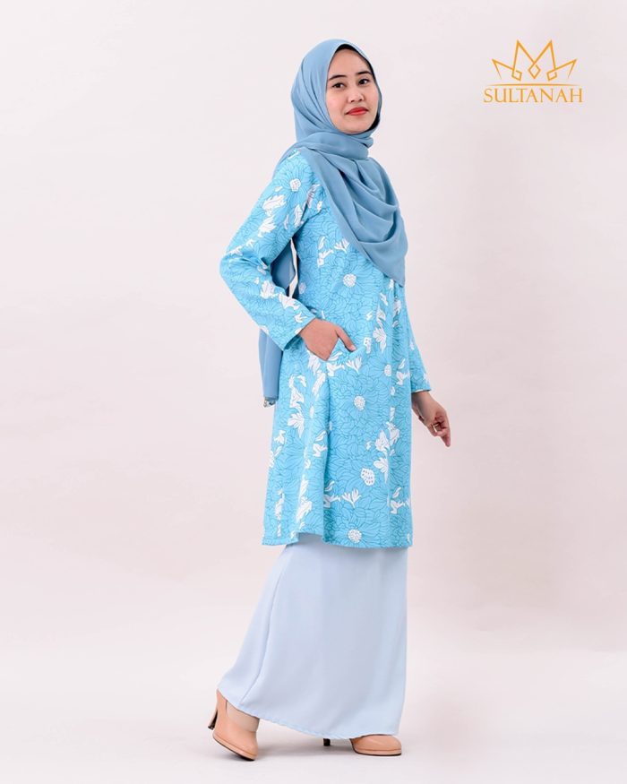 Baju Kurung Pahang Mysha - Light Sky Blue - Image 2