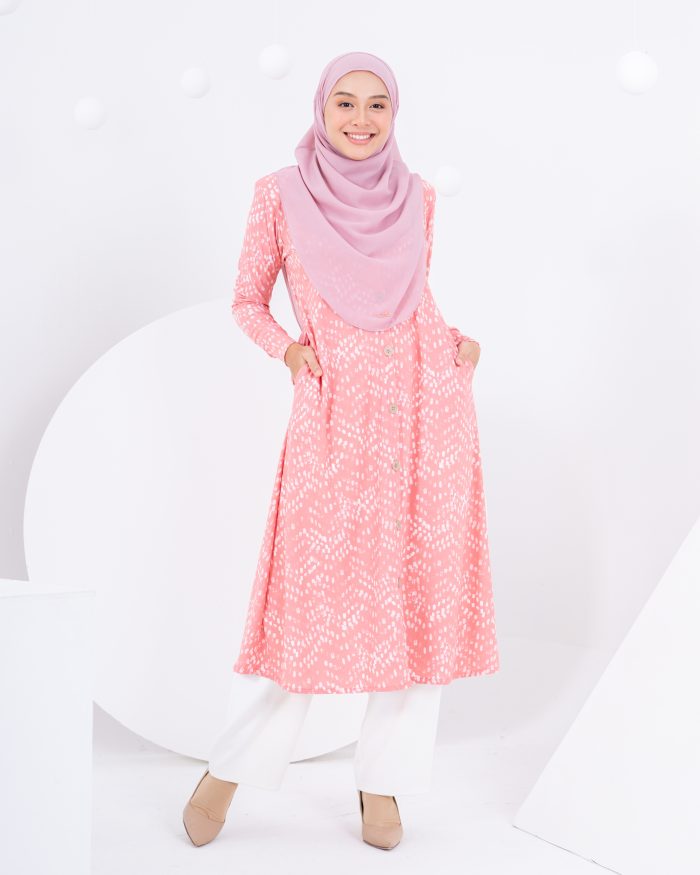 Medi Dress Lorna Printed - Salmon Monet