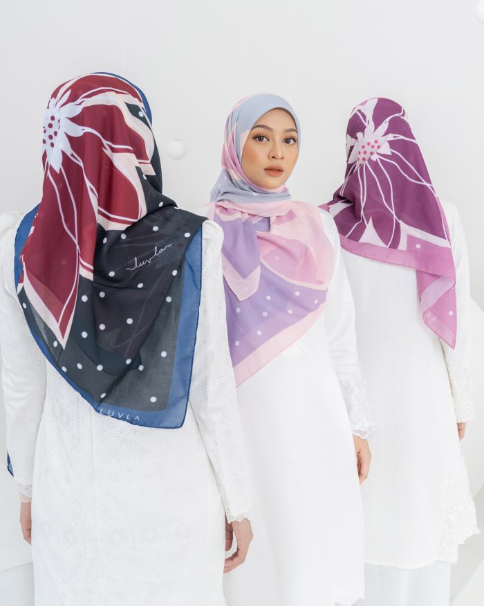 Tudung Bawal Bunga Lawang - Plum Paradise - Image 3