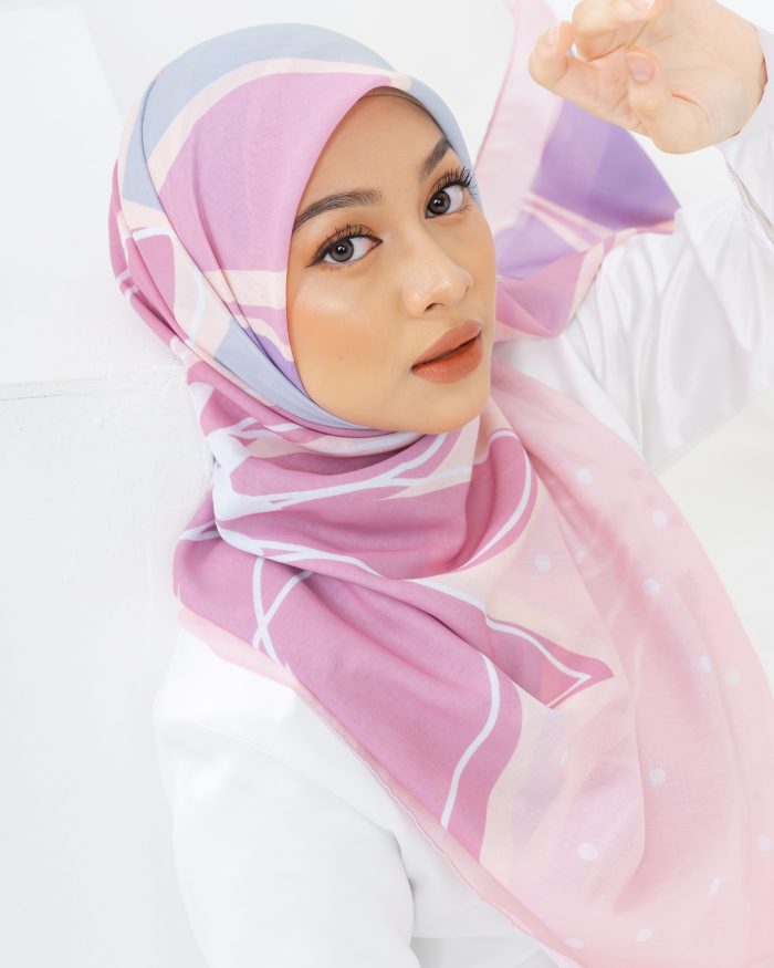 Tudung Bawal Bunga Lawang - Pink Marshmallow - Image 3