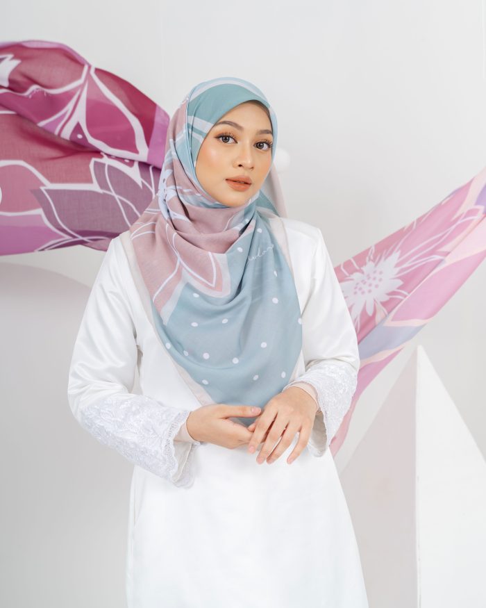 Tudung Bawal Bunga Lawang - Minty Pudding - Image 3