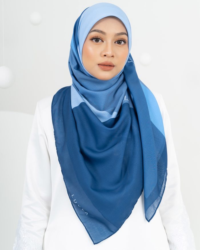 Tudung Bawal Cotton Kek Lapis - Gummy Bear Blue